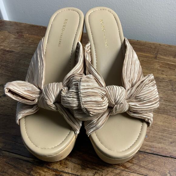 Koko + Palenki Jana Heel in Champagne Satin NWOT size 8.5 - Picture 2 of 7